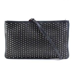 Christian Louboutin Spike Studs Crossbody Shoulder Bag Clutch Leather Metal